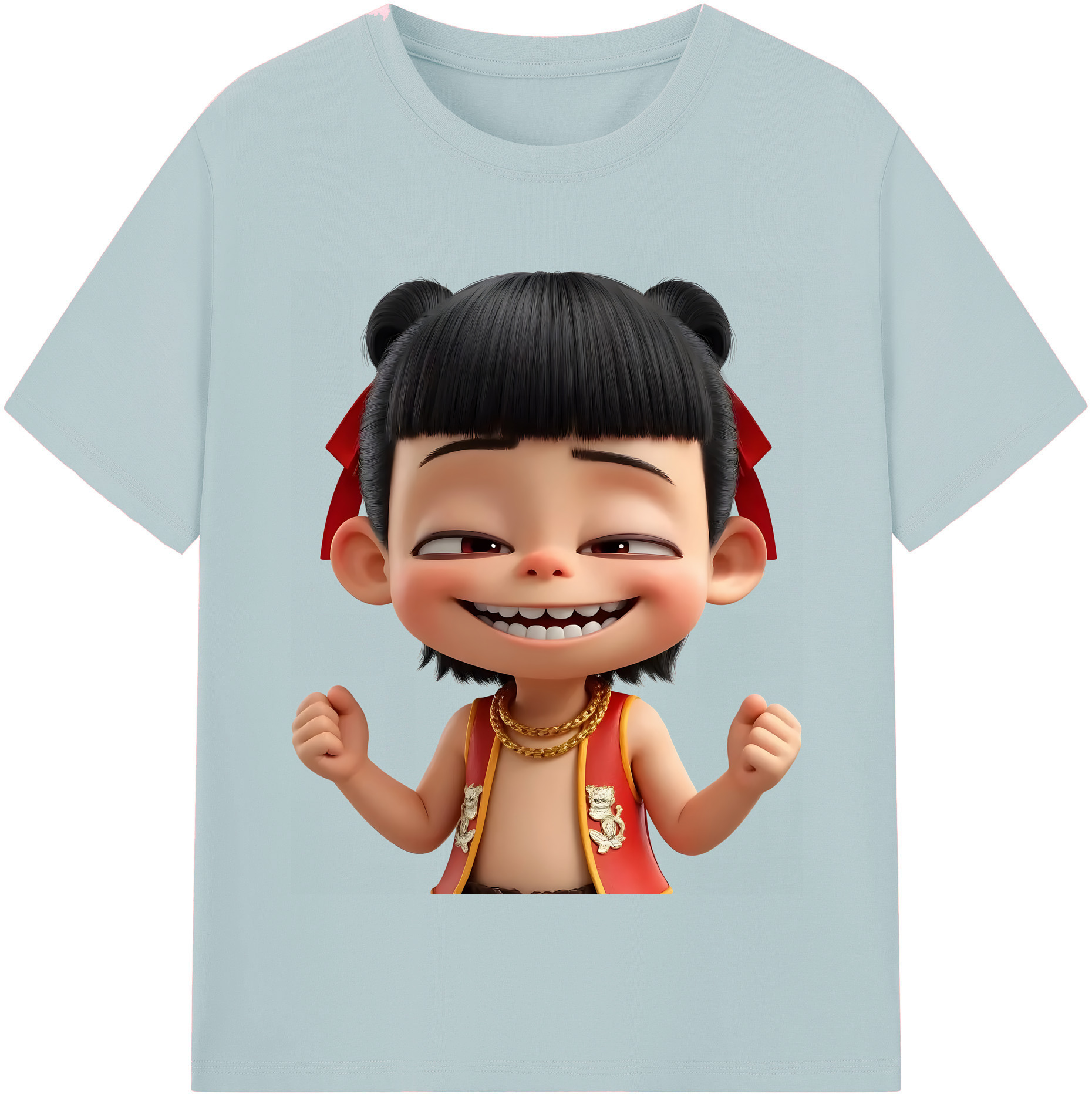（画像用） Ne Zha 2 ナタ 魔童の大暴れ 綿100％半袖Tシャツ（フロントプリント）